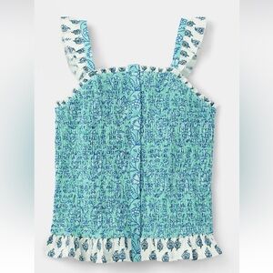 Roller Rabbit x target girl’s Adaptive garden floral smocked tank top —Teal